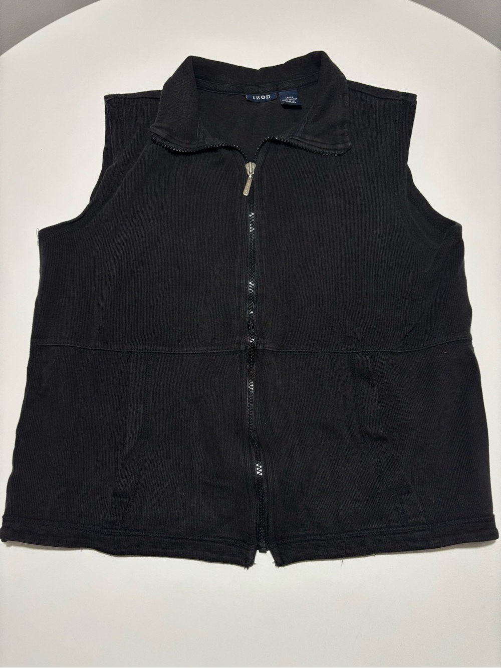 Izod Black Minimalist Basic Cotton Sweater / Jacket Vest